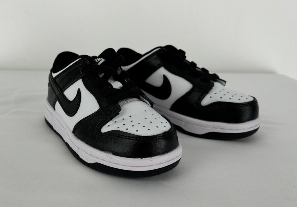 Nike Dunk Low Retro White Black Panda (TD) Sneaker Shoe Kids Size 7C New CU1727